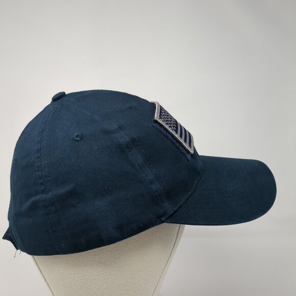 USA American Flag Patch Strapback Hat Blue One Size Eagle Crest 6 Panel - Picture 4 of 8